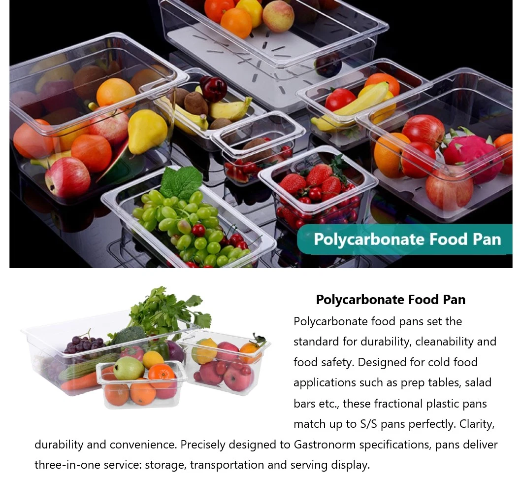 1/1 Full Size 2.5" Deep Polycarbonate Cold Food Storage Container Plastic Gn Pan for Catering